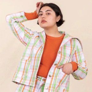 RARE Bid Bud Press Sailor Jacket, Spring Rainbow Plaid, Size Medium